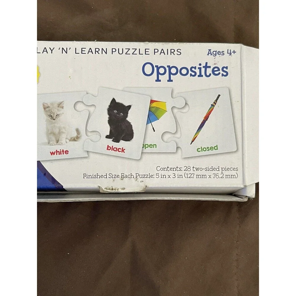 Opposite Learning Preschool Puzzle Pairs 14 Double Sided Puzzles Learning Cards